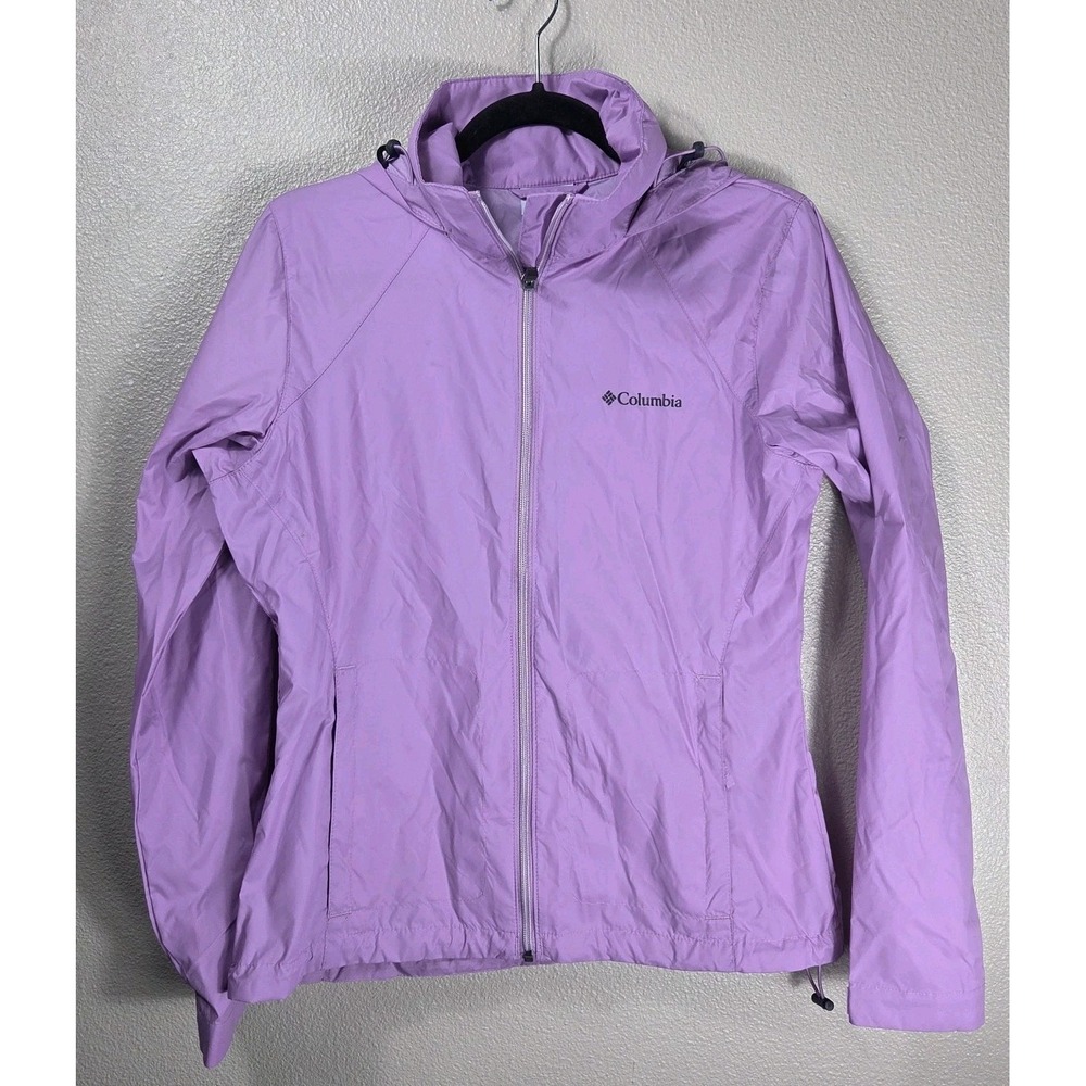 Columbia Women's Lavender Rain‎ Jacket Hooded Windbreaker Size Small